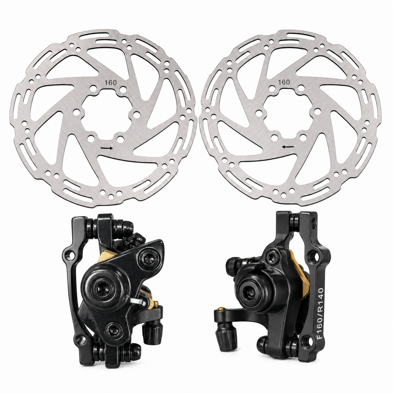 HIEHA® SU8 1.0 E-Bike Front Rear Disc Brake Caliper + Brake Rotor Full Combo Kit