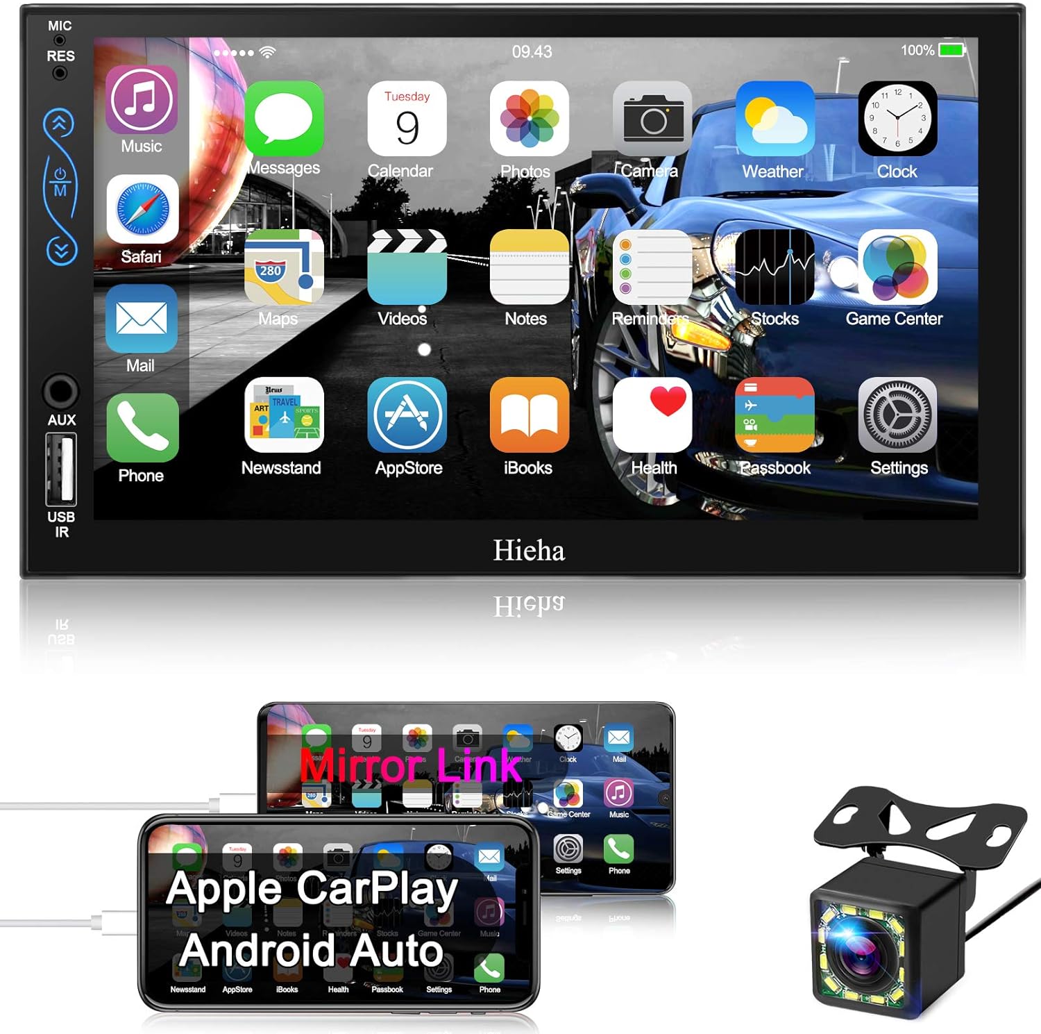 Car Stereo Compatible with Apple Carplay & Android Auto, Hieha 7 Inch