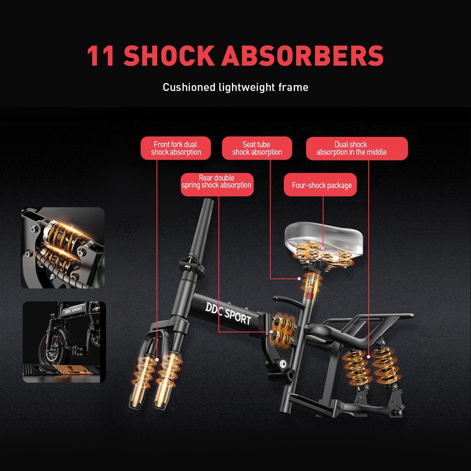 Diagram of a motorcycle suspension system with shock absorbers labeled