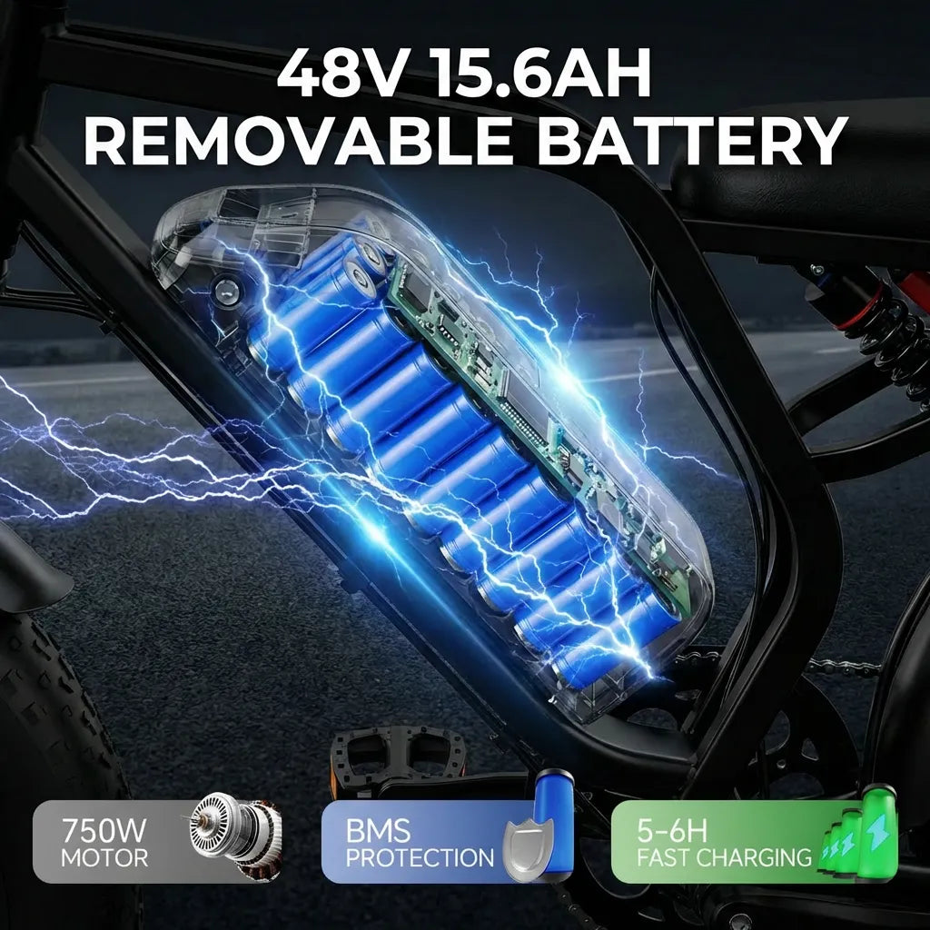 20'' 1500W Full Suspension Moped-style Electric Bike