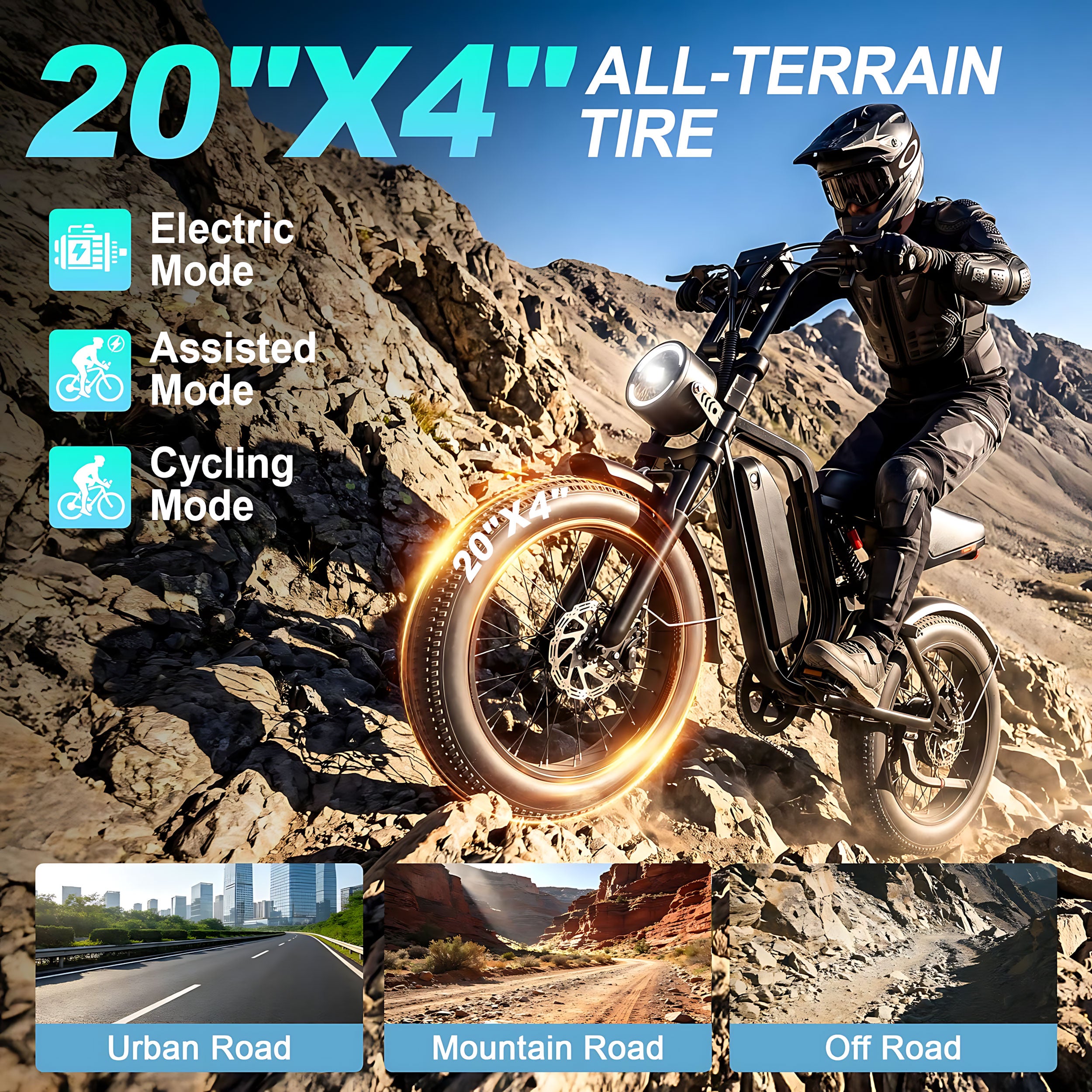 Electric Bike for Adults, 750W/1500W Peak Fat Tire E-Mountain Bicycle, Wireless CarPlay & Android Auto, UL2849