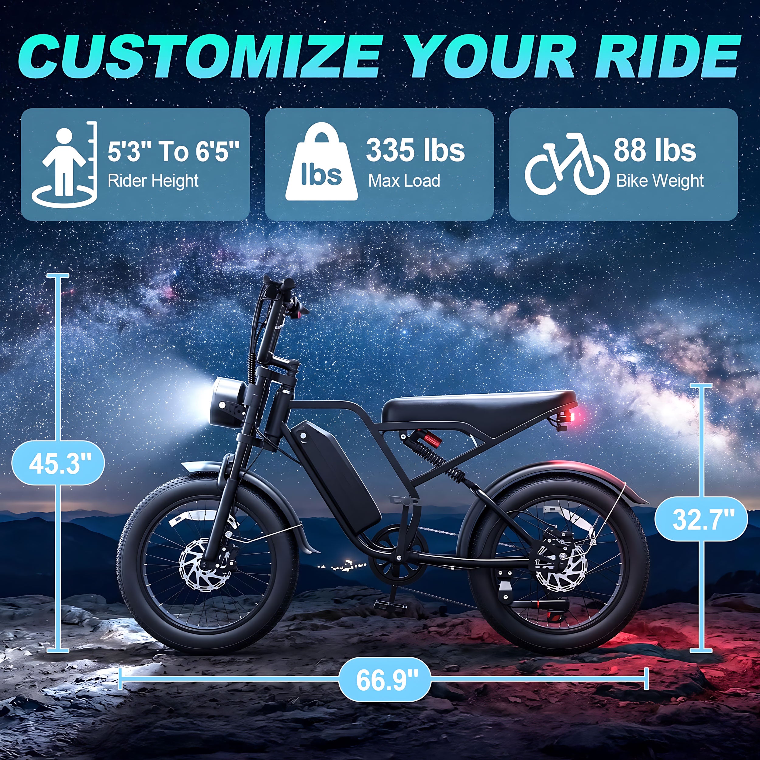Electric Bike for Adults, 750W/1500W Peak Fat Tire E-Mountain Bicycle, Wireless CarPlay & Android Auto, UL2849