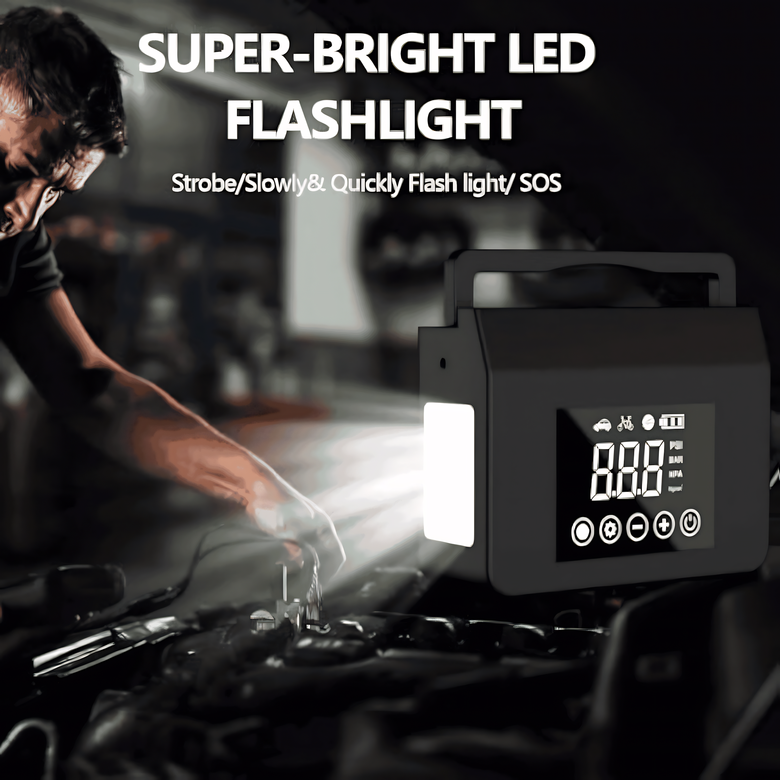 Portable Car Jump Starter with Air Compressor 4000A 12V Battery Booster, 150PSI Tire Inflator, 15000mAh Power Bank, LED Flashlight
