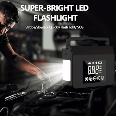 Portable Car Jump Starter with Air Compressor 4000A 12V Battery Booster, 150PSI Tire Inflator, 15000mAh Power Bank, LED Flashlight