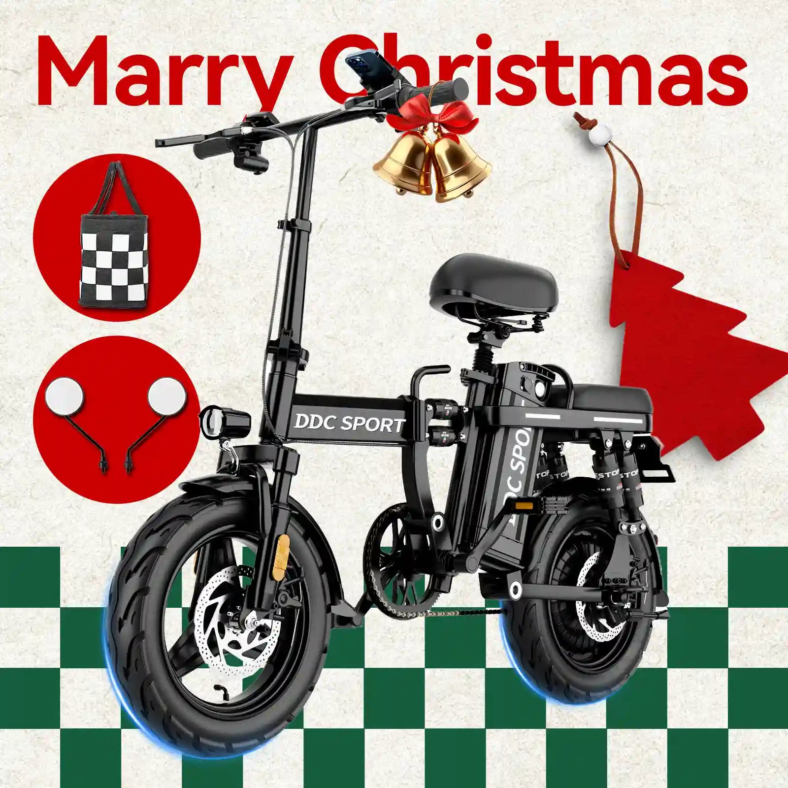 DDC Z1 1000W Electric Bike- 48V/20Ah Folding Ebike with 10 Shock Absorptions for Adults