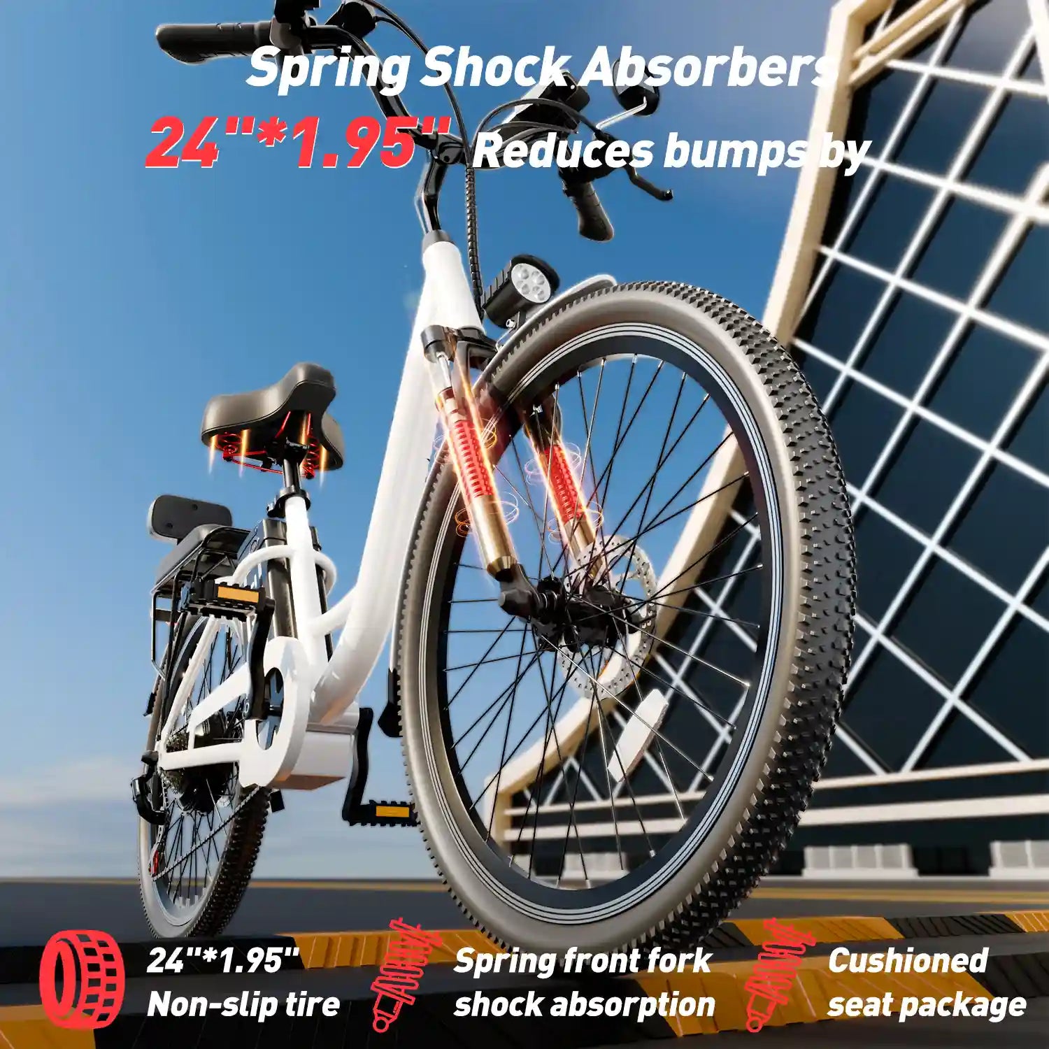 DDC CS20 500W Electric Bike | 24" Beach Cruiser for Adults