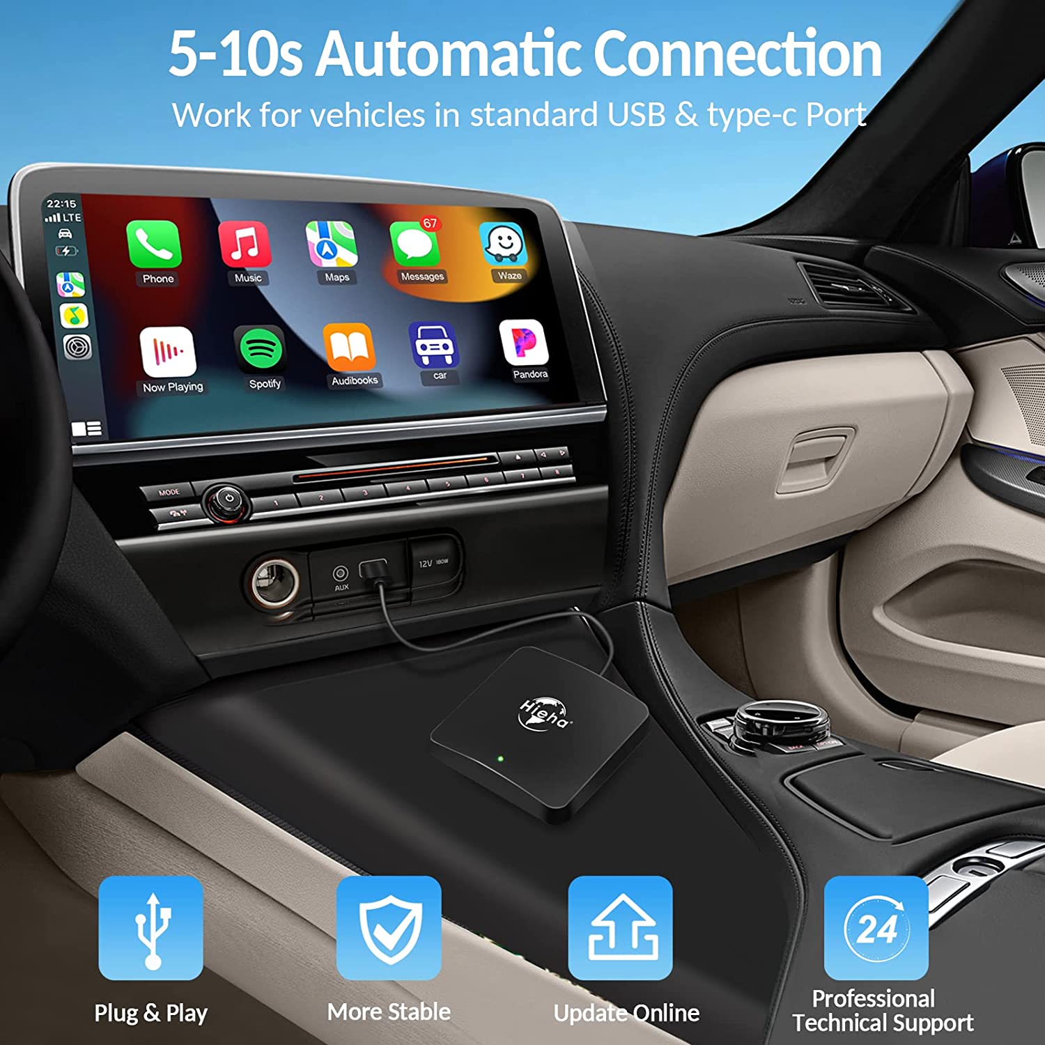 HexaCharge magnetic charging mount converts wired CarPlay & Android Auto  wireless » Gadget Flow