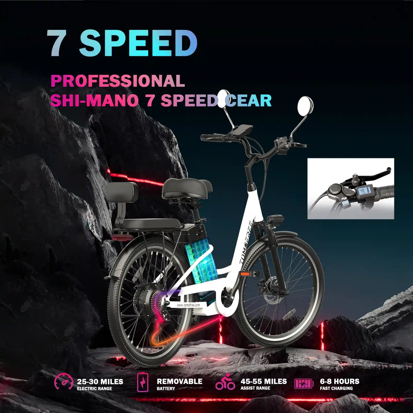 DDC CS20 500W Electric Bike | 24" Beach Cruiser for Adults
