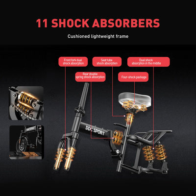 Diagram of a motorcycle suspension system with shock absorbers labeled 