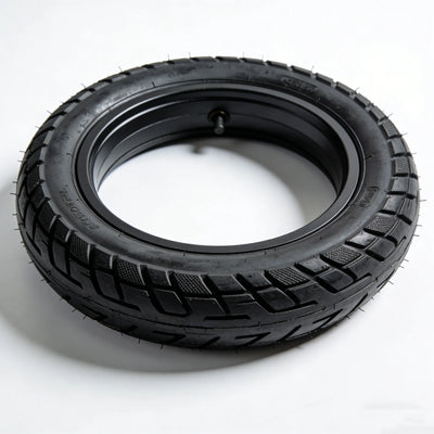 20"×4" fat bike tire inner tube with valve stem, heavy-duty replacement rubber for electric bike, side view showing tread and valve