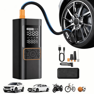 6000mAh Portable Tire Inflator| Features Auto Shut-off and LED Lighting for Emergency Roadside Assistance
