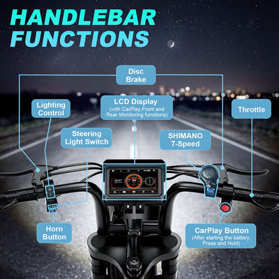 Electric Bike for Adults, 750W/1500W Peak Fat Tire E-Mountain Bicycle, Wireless CarPlay & Android Auto, UL2849