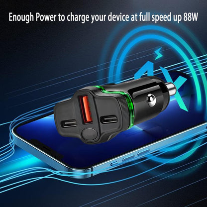 88W USB C Fast Car Charger,Dual PD30W & QC3.0 Car Charger Adapter