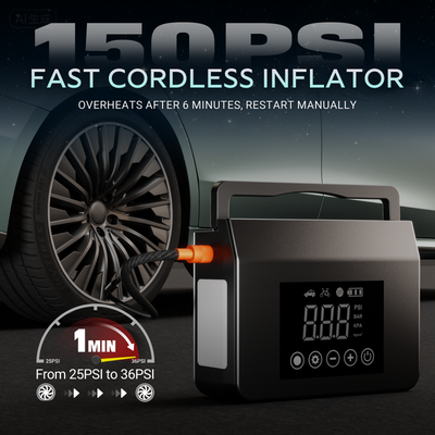 HIEHA Cordless Air Inflator - Fast 15 Minute Inflation, Overheat Protection, 25 to 36 PSI