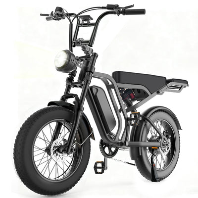Hieha 1500W fat tire electric bike with moped-style frame and front suspension