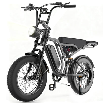 Hieha 1500W fat tire electric bike with moped-style frame and front suspension