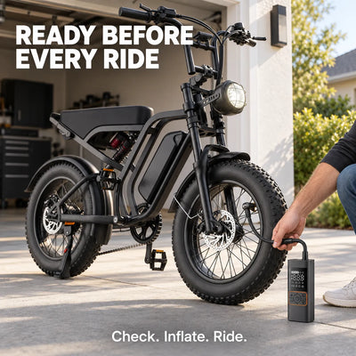HIEHA SU8 1.0 Ride Ready E-Bike Bundle with 180PSI Cordless Tire Inflator