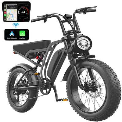 Electric Bike for Adults, 750W/1500W Peak Fat Tire E-Mountain Bicycle, Wireless CarPlay & Android Auto, UL2849