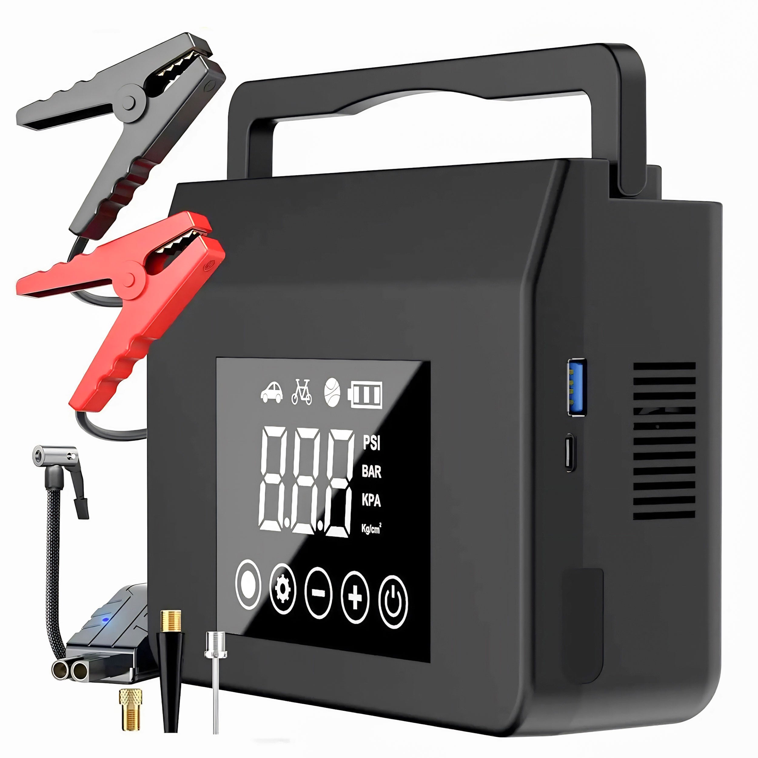 Portable Car Jump Starter with Air Compressor 4000A 12V Battery Booster, 150PSI Tire Inflator, 15000mAh Power Bank, LED Flashlight