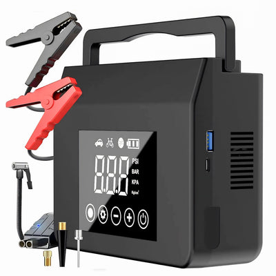 Portable Car Jump Starter with Air Compressor 4000A 12V Battery Booster, 150PSI Tire Inflator, 15000mAh Power Bank, LED Flashlight