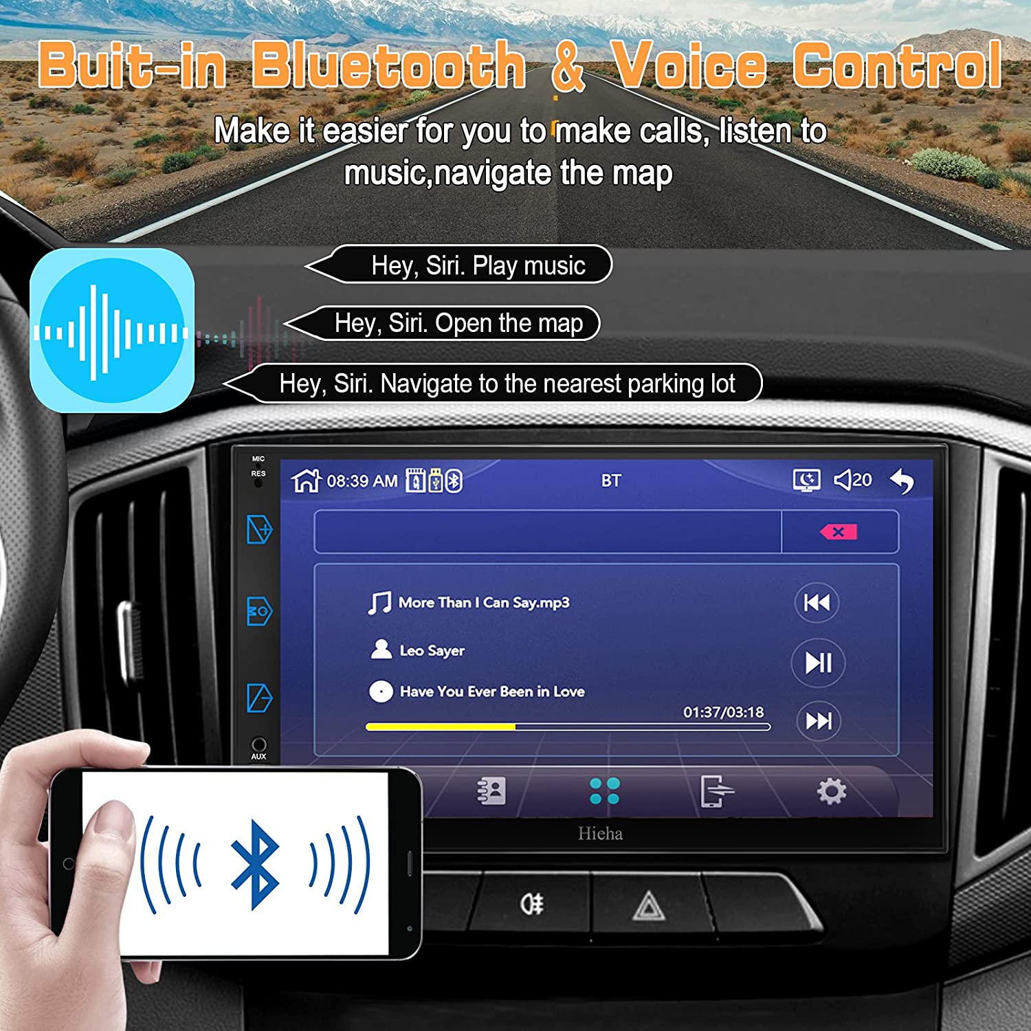 Miroir 5” Apple Carplay & Android Auto Car Stereo with Bluetooth, Voice  Control and Navigation 
