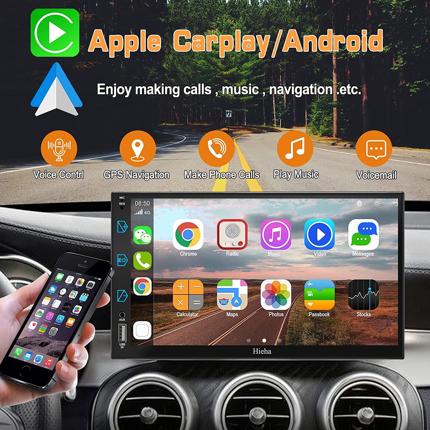 Hieha 2022 Car Stereo Compatible with Apple Carplay & Android Auto, Hieha 7 Inch Double Din Car Stereo - Hieha